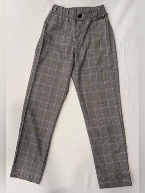 Luna Chic Plaid Elastic Waist Pull On Pants Grey XS